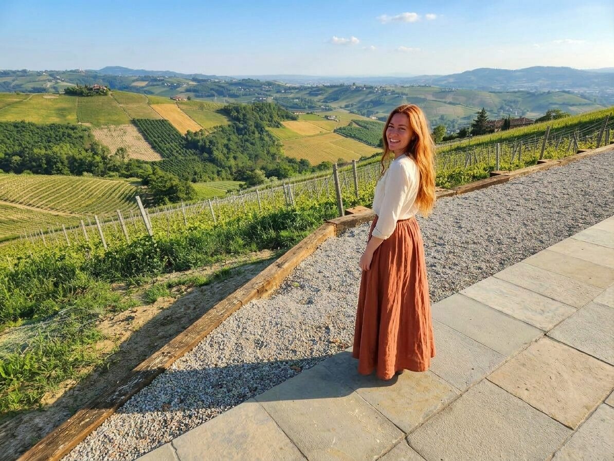 Sur le chemin du domaine, fin de journée, Langhe, Piémont